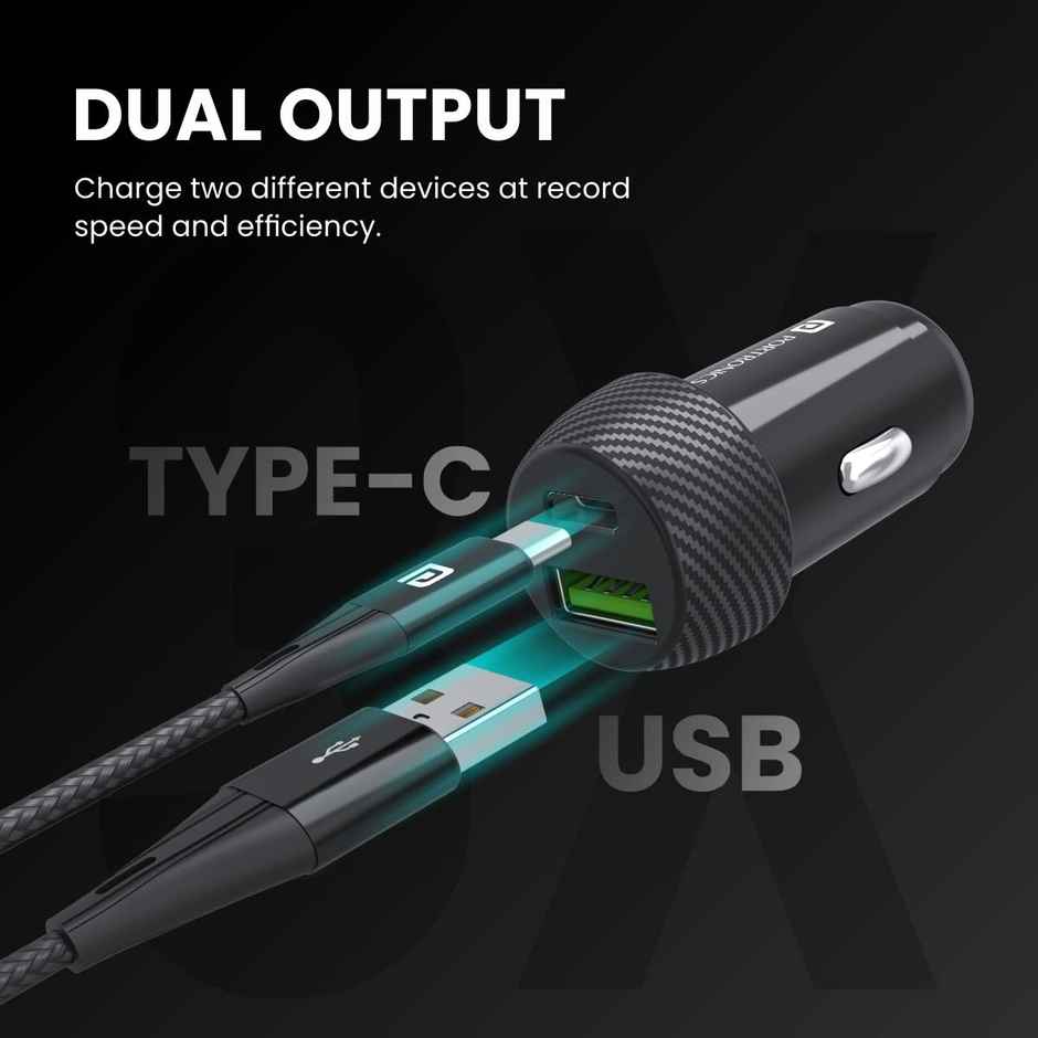 Portronics Car Power 7 Car Charger With Dual Output (Pd+Qc)