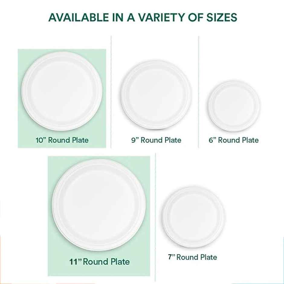Round Disposable Flat Plate | 11 inch | Naturepac  Combo