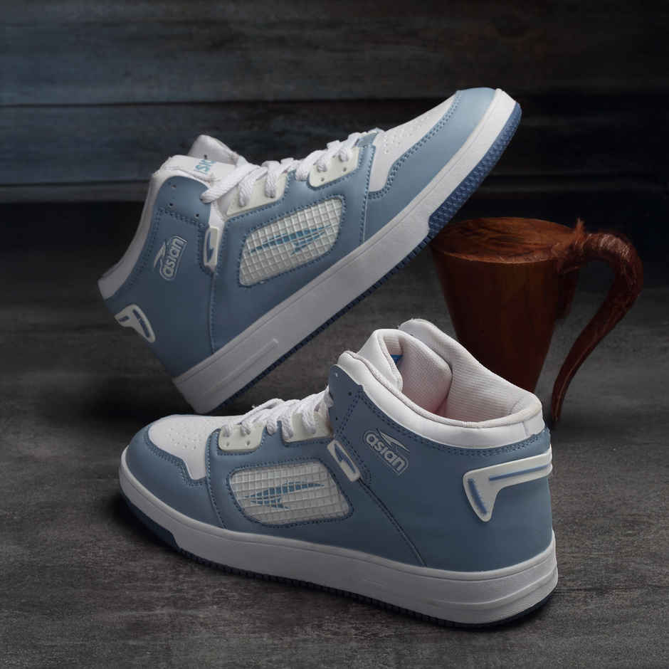 Asian Carnival-01 Hightop Sneakers For Men Slate White | UK-6