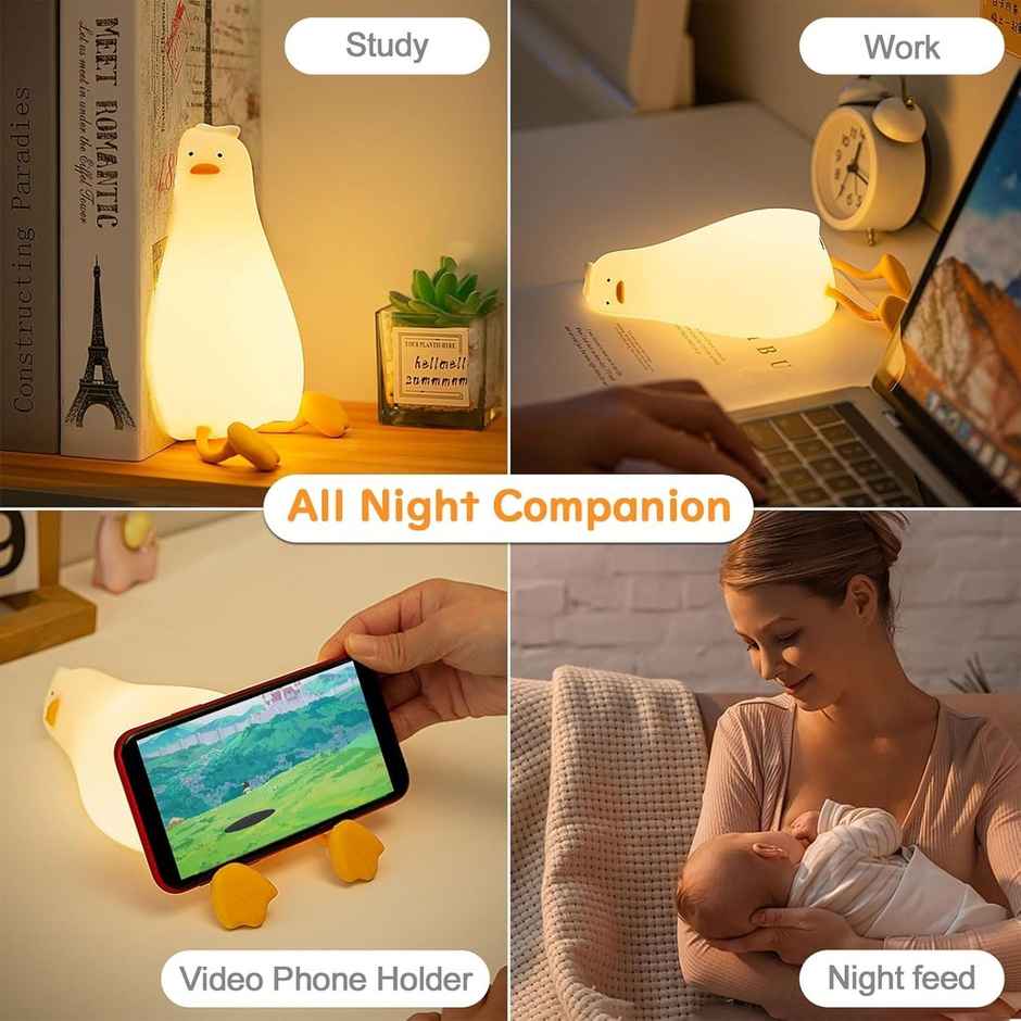 Desidiya Lying Flat Duck Night Light - Cute Led Squishy Duck Lamp