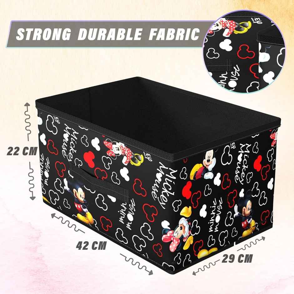 Kuber Industries Foldable Disney Mickey Storage Box|Toy Box Storage For Kids| Black