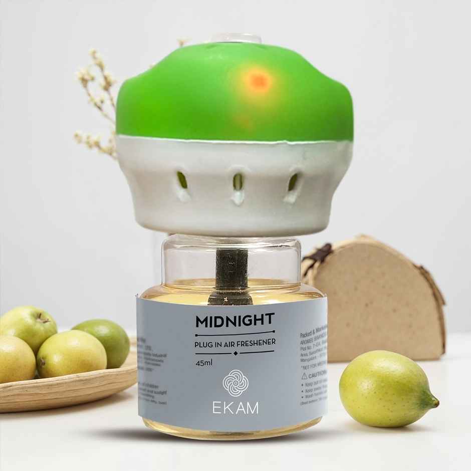 Ekam Midnight Scented Plug In Air Freshener Kit | 1 x Machine + 1 x Refill Bottle