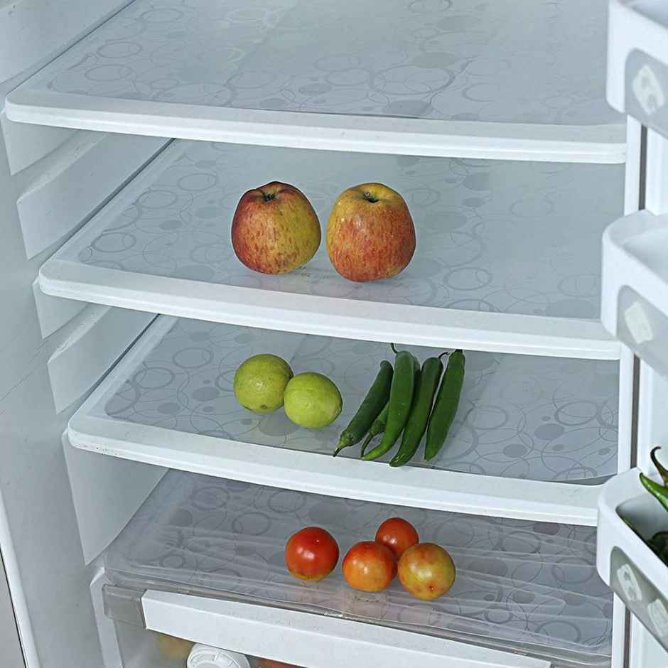 Kuber Industries Waterproof PVC Circle Design Multipurpose Refrigerator Drawer Mat|Pack of 6|White