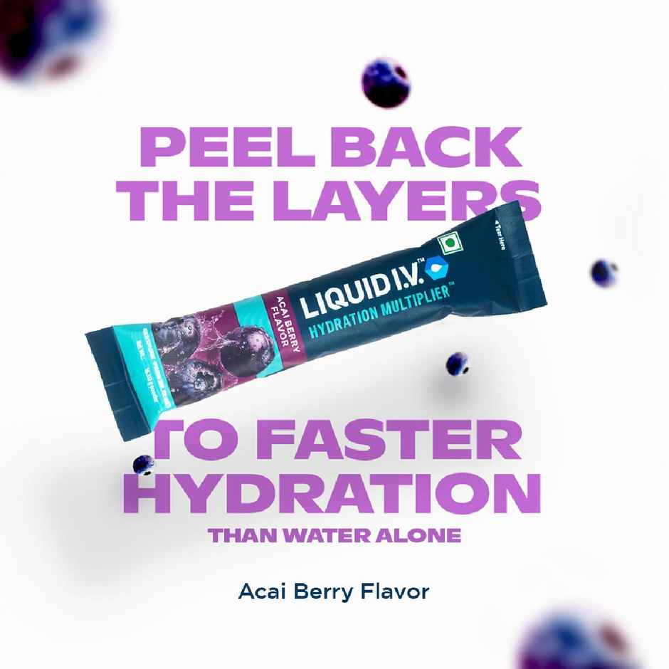 Liquid I.V.Hydration Multiplier-Acai Berry |3 Sticks - 1.5 Ltrs|Hydration Drink Mix