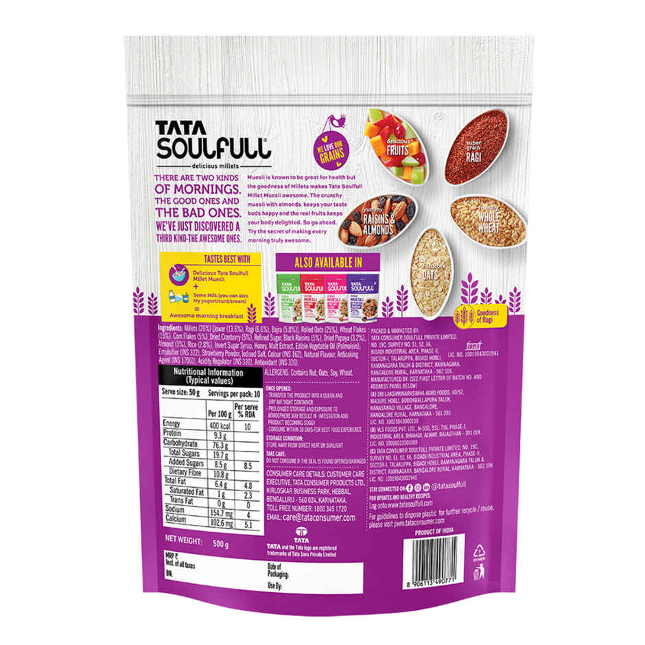 TATA Soulfull Millet Muesli Fruit & Nut Almonds & Real Fruits