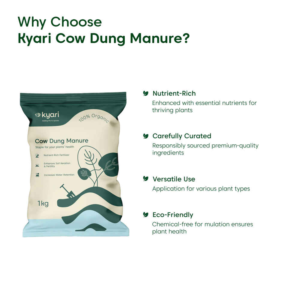 Kyari Cow Dung Manure & Fertilizer for All Types of Plants | Home Gardening 1 kg