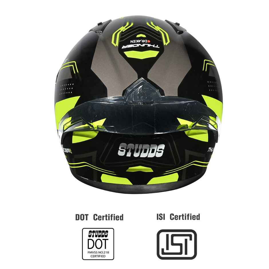 Studds Thunder Draken Full Face Helmet with Spoiler |Fluorescent Yellow - L