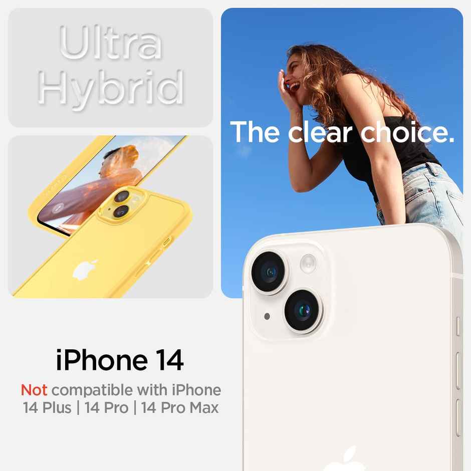 Spigen Ultra Hybrid Back Cover Case Compatible with iPhone 14 (TPU + Poly Carbonate | Crystal Clear)
