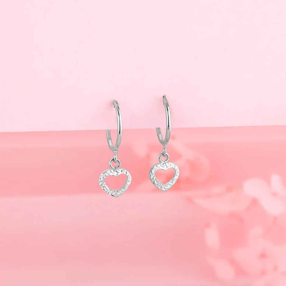 Cadbury Dairy Milk Silk Heart Shaped Valentines Chocolate Gift Box (135g) & Giva Silver Small Heart Drop Earrings (1pc) Combo