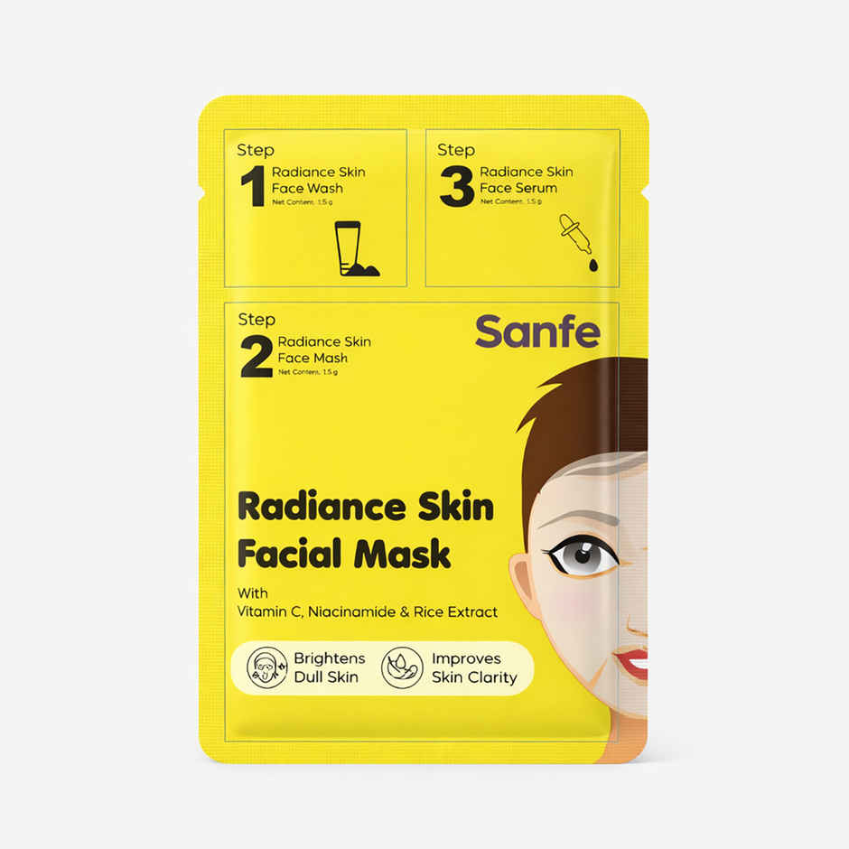 Sanfe Radiant Skin Facial Mask | Skin Brightening | Single Use | Lemon