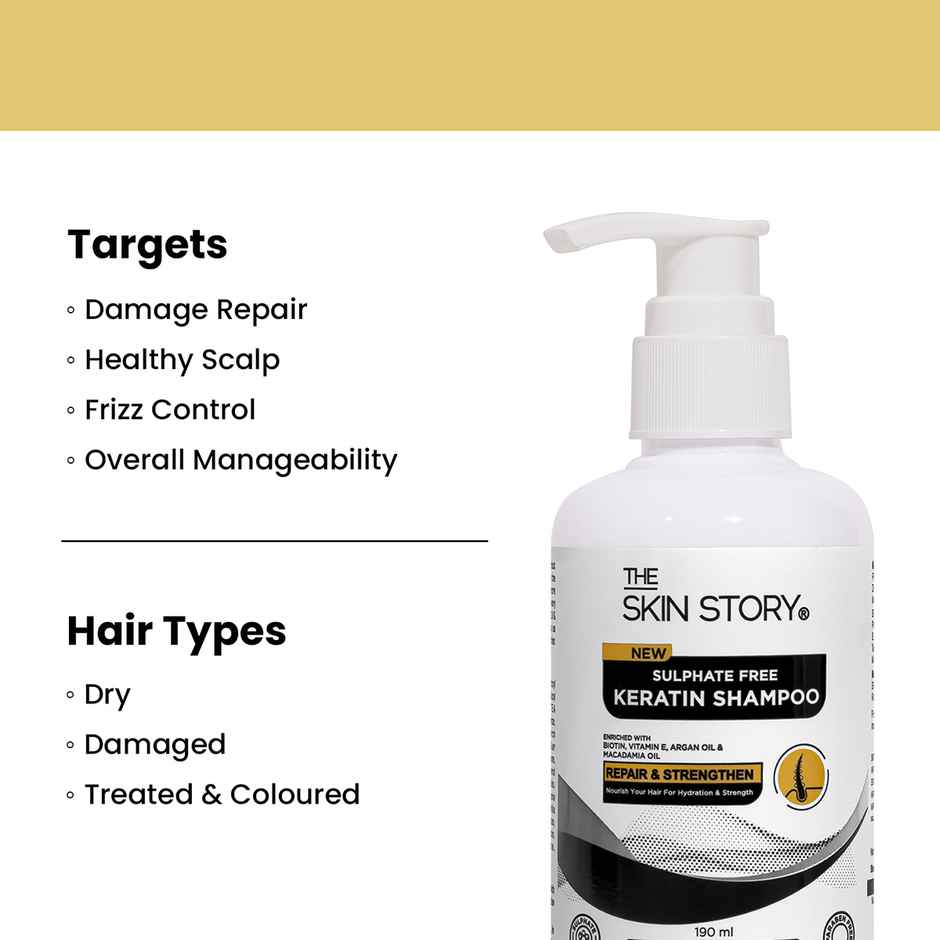 The Skin Story Keratin Shampoo For Treated Coloured Hair Controls Frizz Repair Damage Sulphate Free