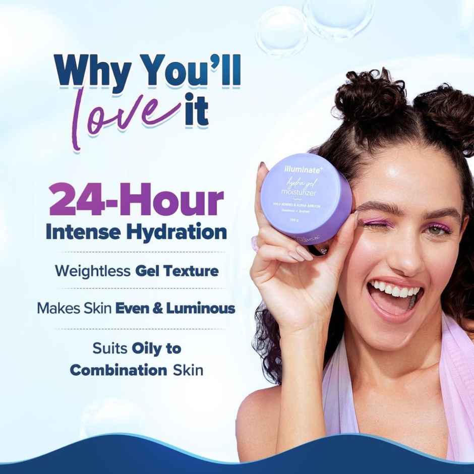 Aqualogica Illuminate + Hydra Gel Moisturizer With Alpha Arbutin For 24 Hour Intense Hydration | Tested On GenZ