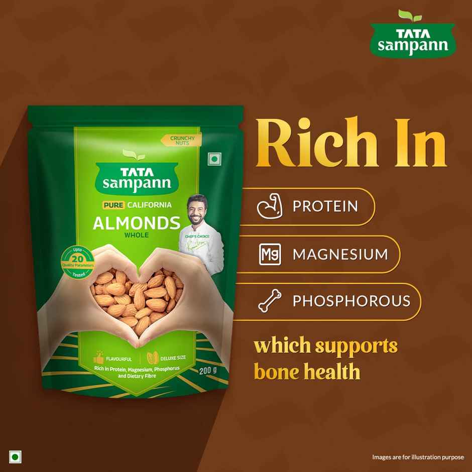 Tata Sampann Totally Pure California Almonds/Badam Giri | Whole Premium Quality