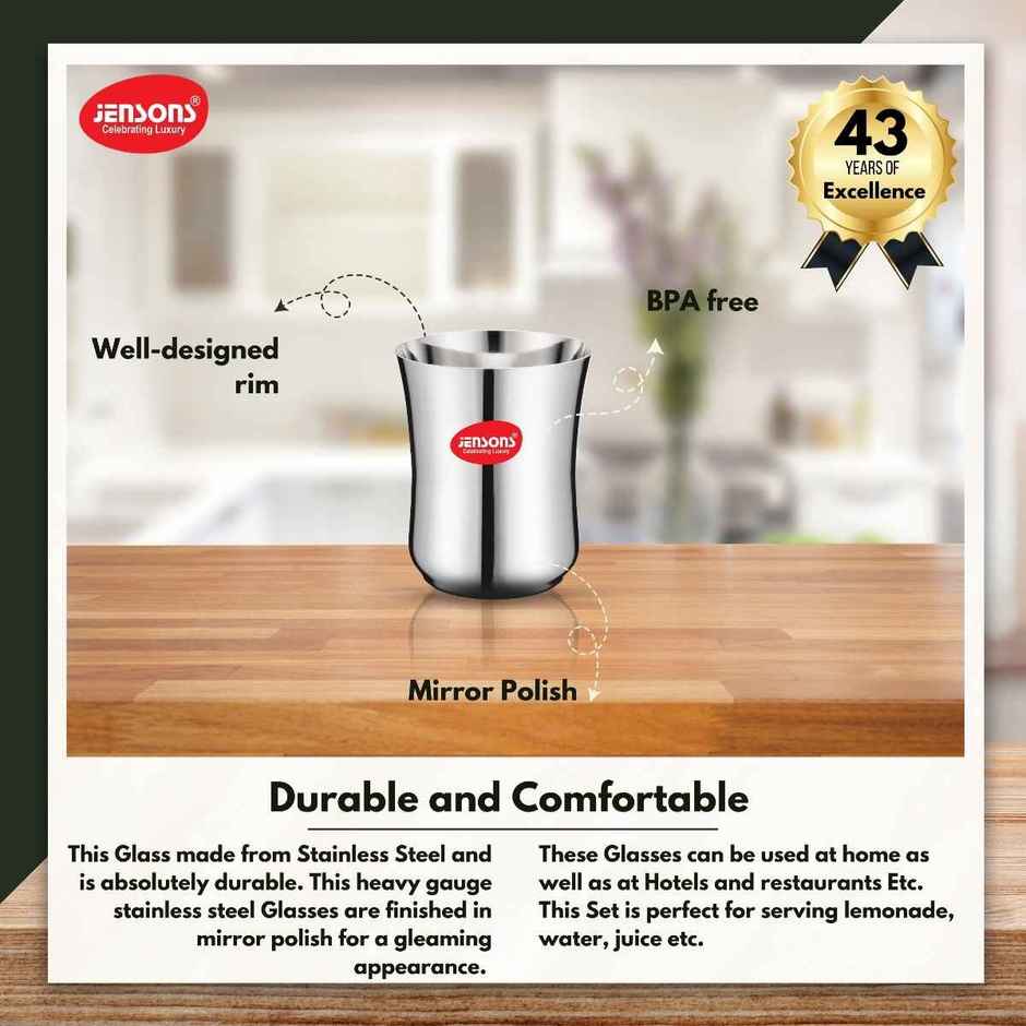 Jensons Stainless Steel Damru Glass 300 ml