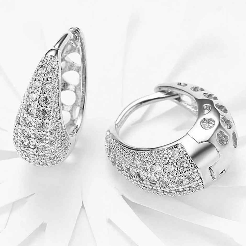 Youbella Jewellery Gold Plated Crystal Earrings For Girls And Women (Style 2 - Silver)(Ybear - 32776)