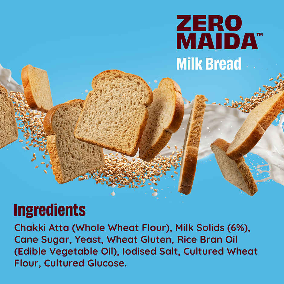 The Health Factory Milk Bread | Zero Maida | Source of Calcium & Fibre | Whole Wheat Bread