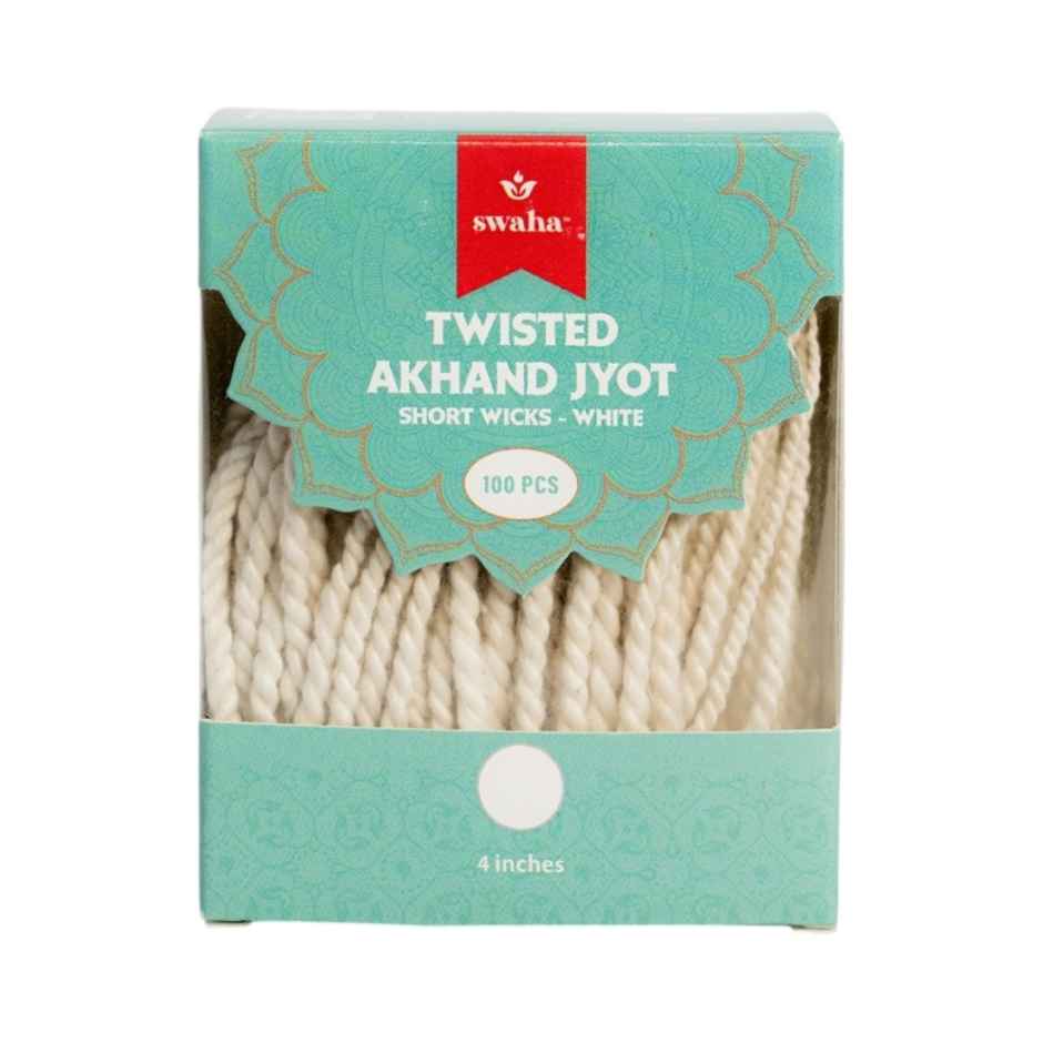 Swaha Akhand Jyot Short Wicks 4 in - White