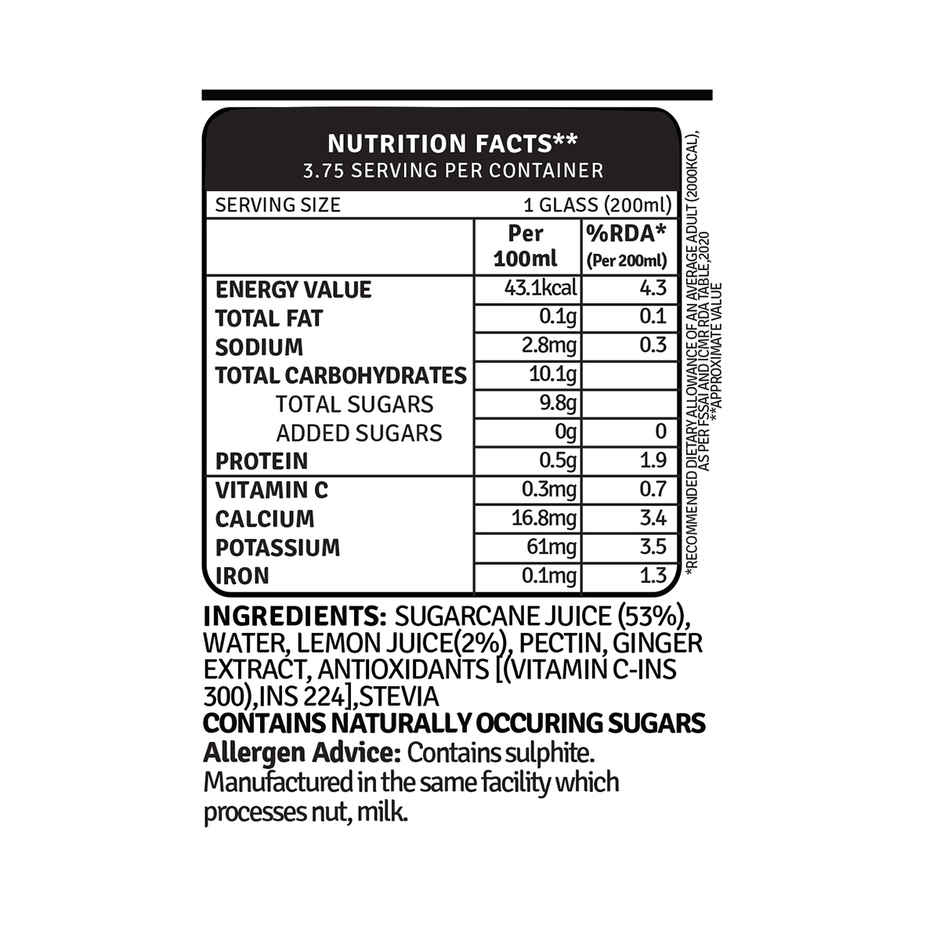 RAW Pressery Refreshers Sugarcane Juice  Not From Concentrate