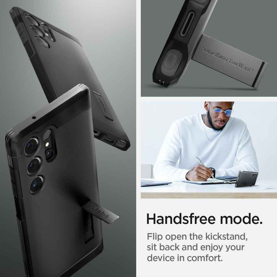 Spigen Tough Armor Back Cover Case Compatible with Galaxy S24 Ultra (TPU + Poly Carbonate | Black)