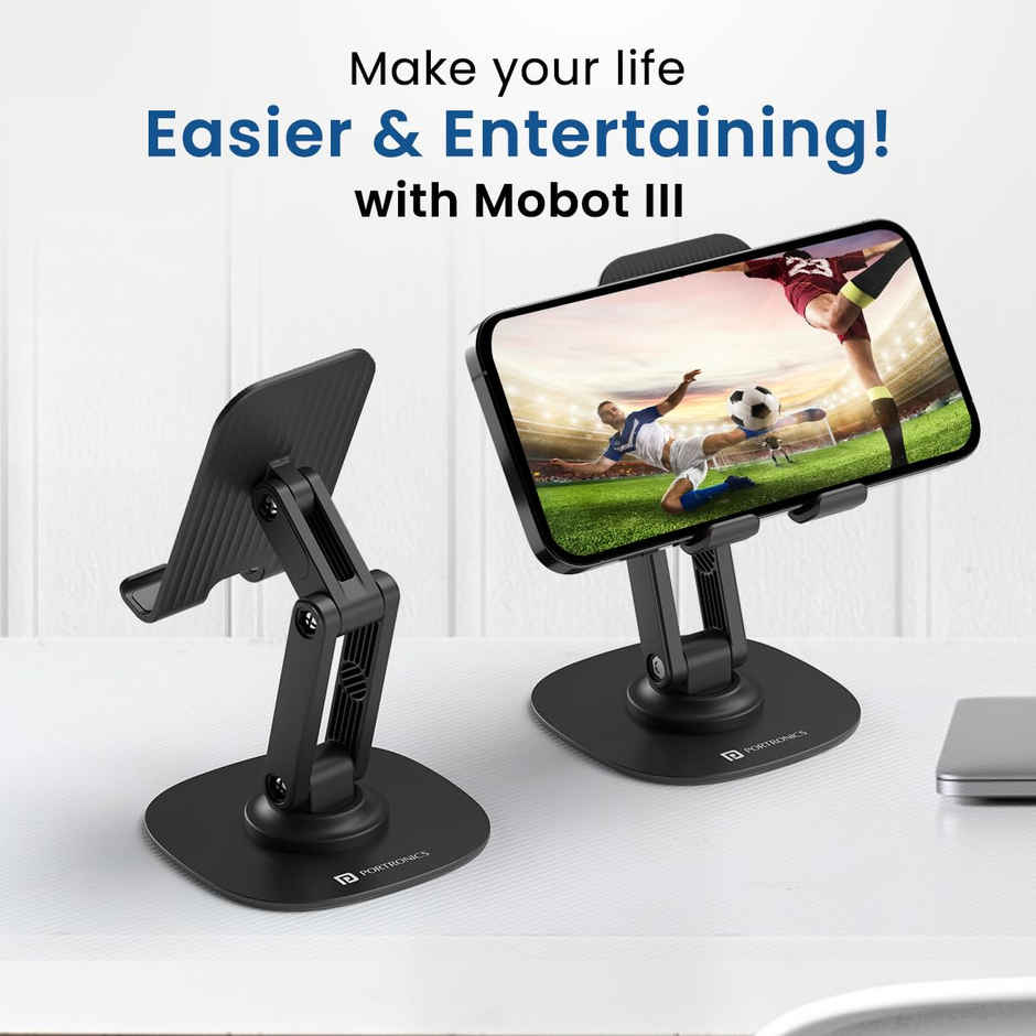 Portronics Mobot III Multifunctional Universal Mobile Holder with 360  Rotating Base | Black