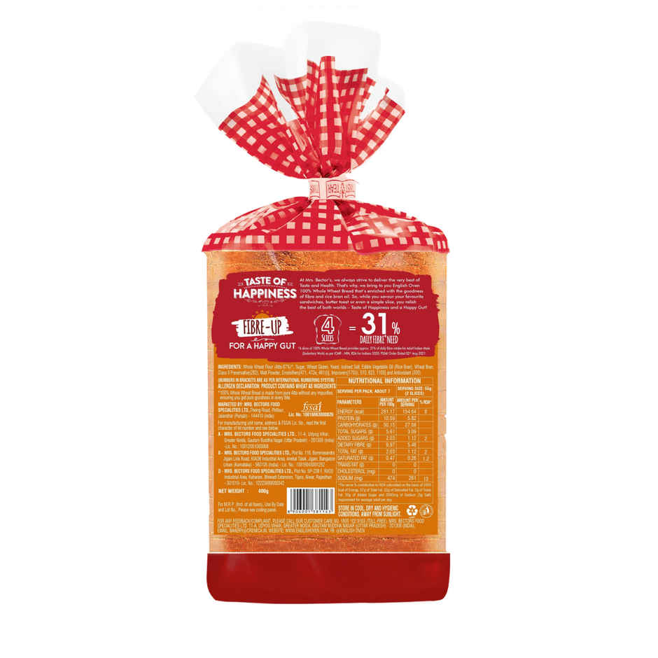 English Oven Zero Maida Whole Wheat Bread | High Fibre