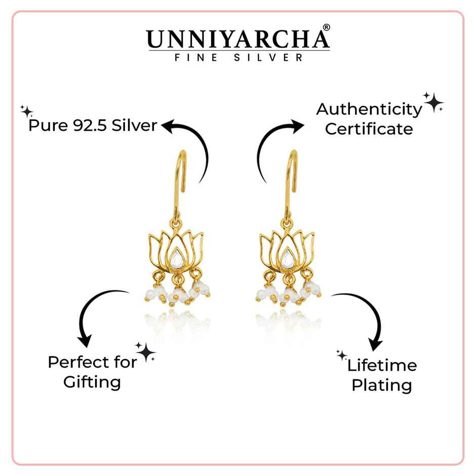 Unniyarcha 925 Silver Lotus Gold Plated Earrings