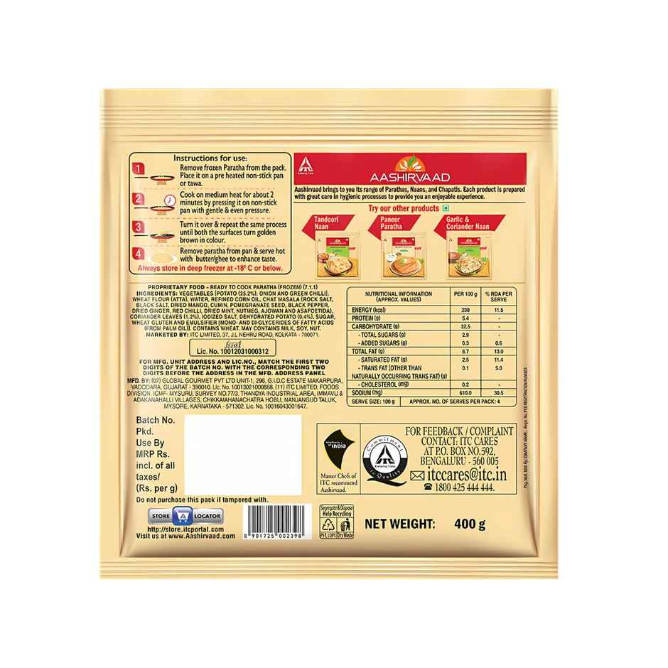 Aashirvaad Ready To Cook Aloo Paratha