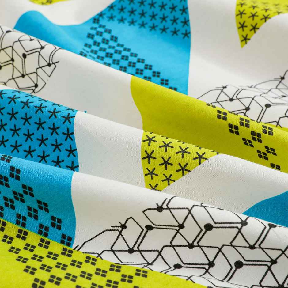 Story@home 144 TC Cotton Double Abstract Flat Bedsheet | Green, White | 98 x 89 in