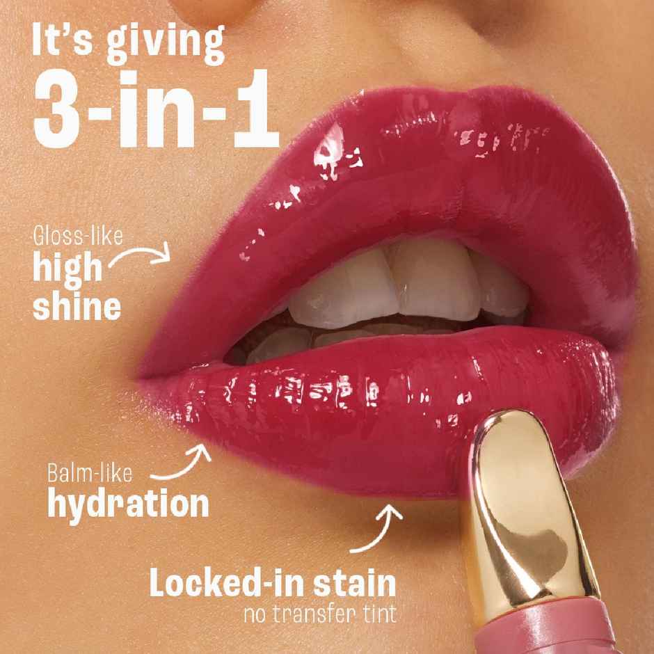 Lakme 9to5 Hya Beach Edit Lip Gloss Stain | 6 Raspberry Sorbet | Hydrating | Long Lasting | SPF 15