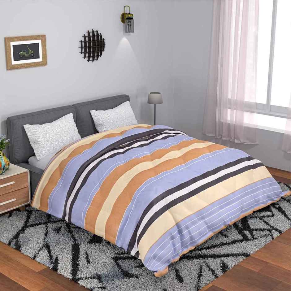 Kuber Industries 300 GSM Reversible Double Bed Comforter - Brown | Microfiber Quilt | Striped