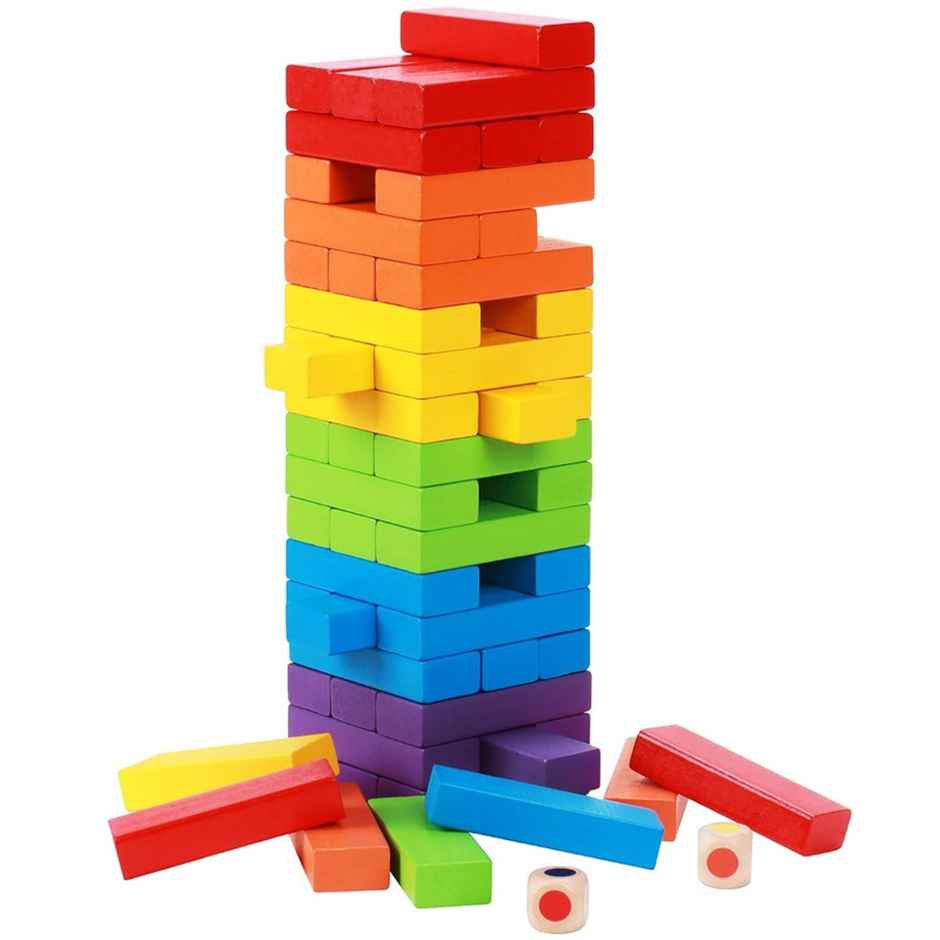 Fablue Multicolor Wooden Stacking & Balancing Tower Puzzle Game - Wooden Blocks Game