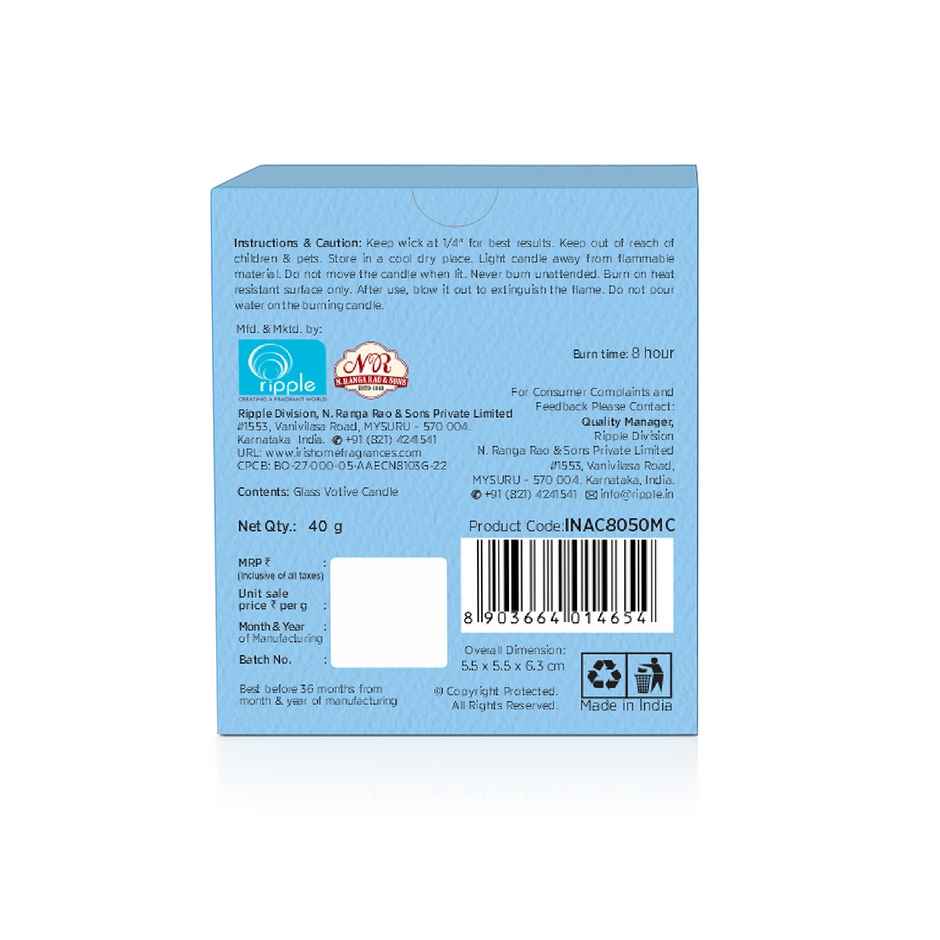 IRIS Marine Escape Frosted Shot Glass Scented Votive Candle | 8 Hours Burn Time | Home Decor