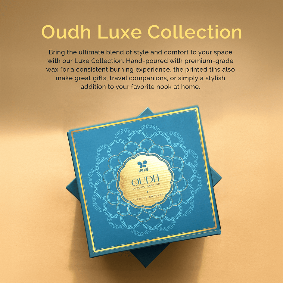 IRIS Oudh Aroma Tin Candles Luxe Collection | Assorted Gift Set