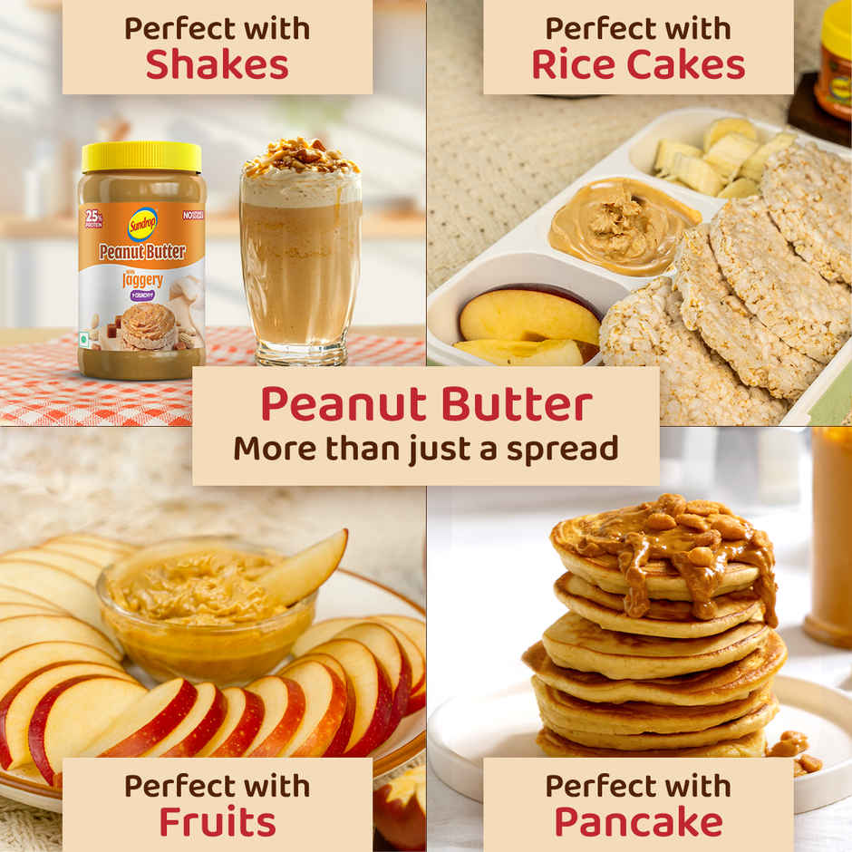 Sundrop Peanut Butter with Jaggery | Crunchy | With 25% Protein | No refined sugar