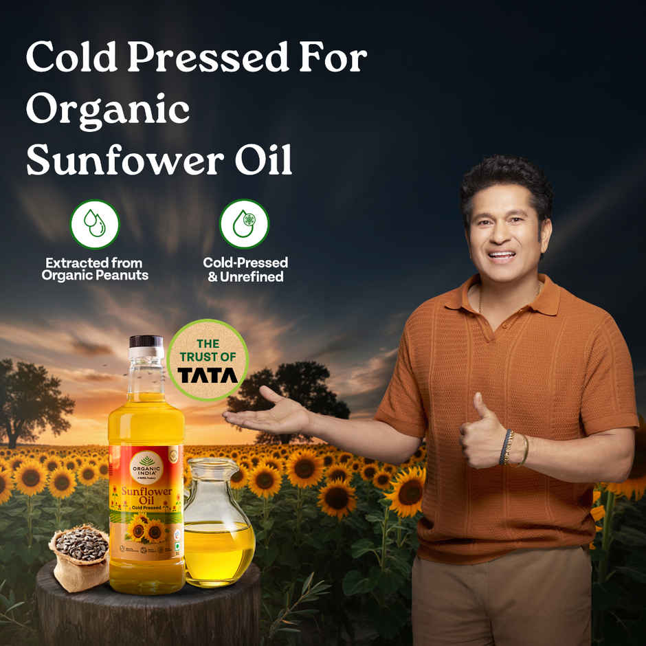 A TATA Product - Organic India Sunflower Oil | Sunflower Seeds Extracted Cold Pressed Oil