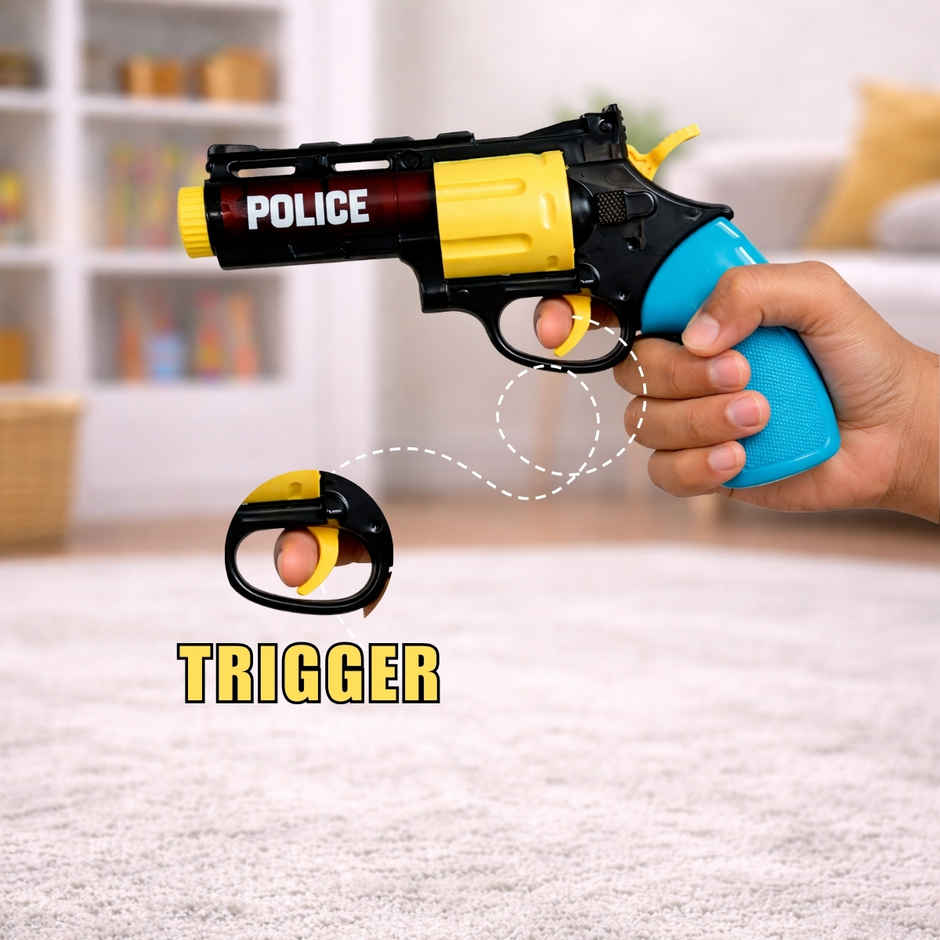 Toytales Police Revolver Toy Gun | Soft Foam Dart Bullets | Shooting Toys For Boys | Kids Gift