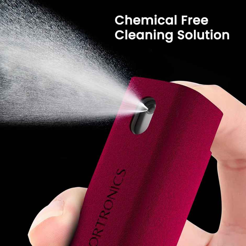 Portronics Swipe 2 Screen Cleaner & Duster with Refillable Spray Bottle, Chemical Free for Monitors & Laptop Screen, Smartphones & Tablets - Red
