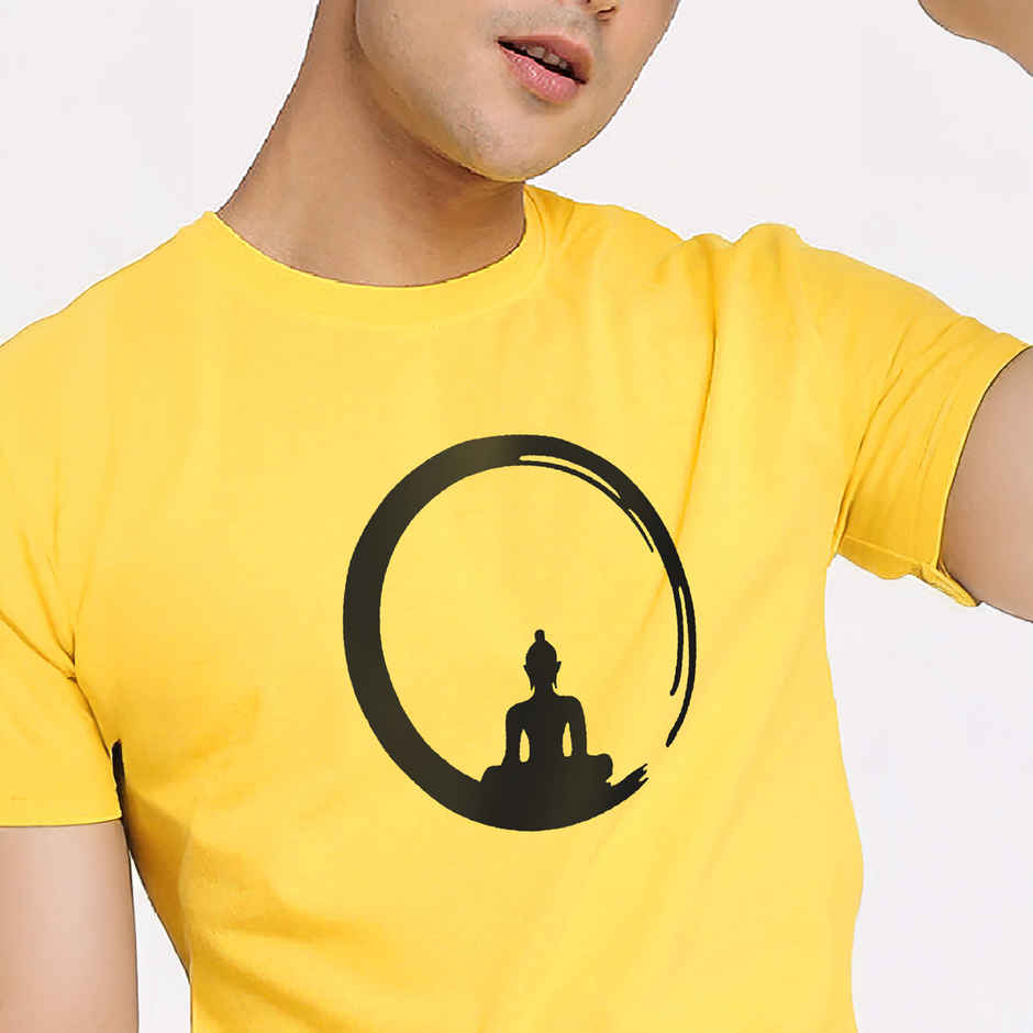 De Tees Men's Half Sleeve T-shirt | MHS-BUDDHA | Mustard - L