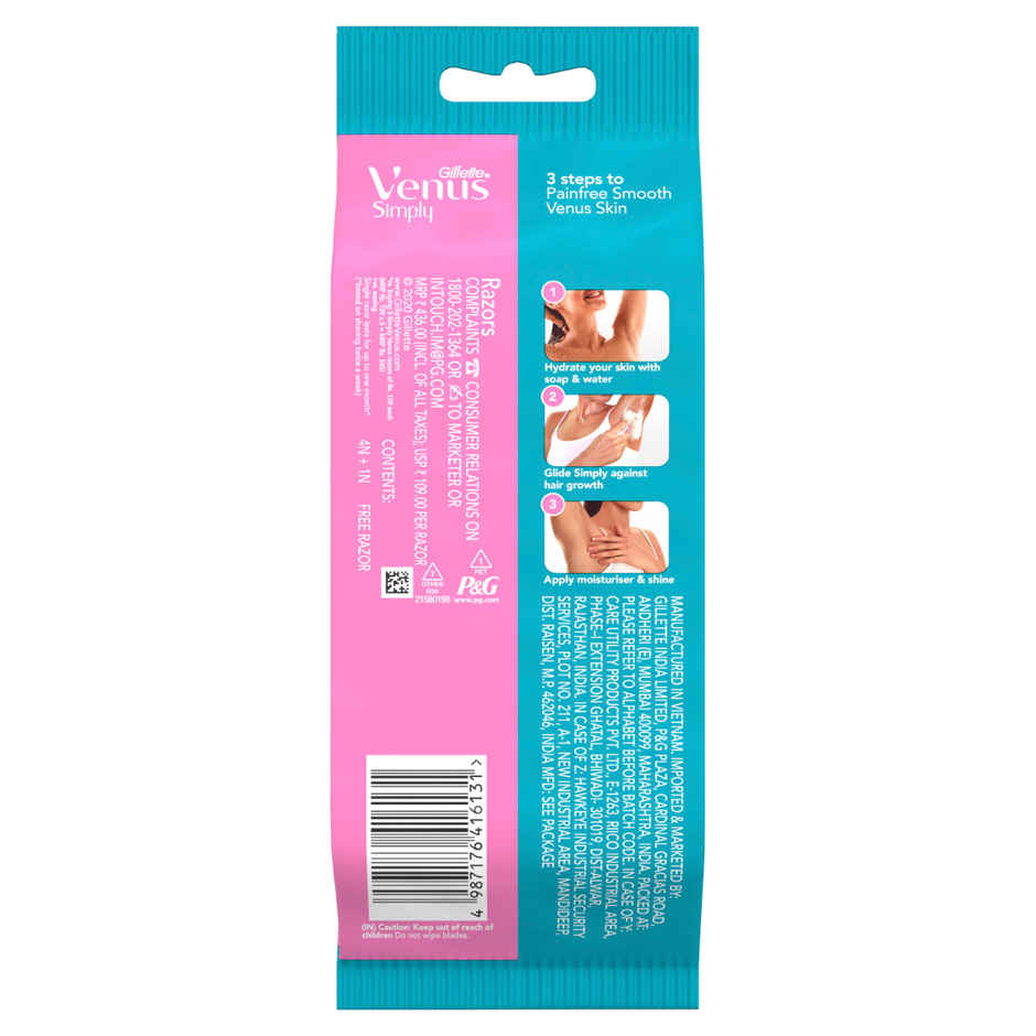 Gillette Venus Simply Hair Removal Razor for Women, 5 simply