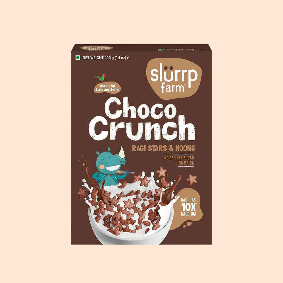 Slurrp Farm Choco Crunch Chocolate Cereal - Ragi Stars And Moons No Maida, No Refined Sugar