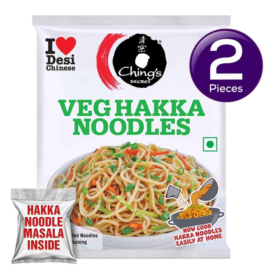 Ching's Secret Veg Hakka Noodles, Cooks In 5-7 mins, Just Soak & Drain Combo