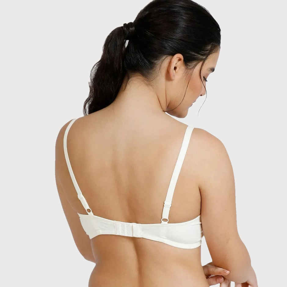 Zivame Women's Padded Non Wired 3/4th Coverage T-shirt Bra | White - 34B