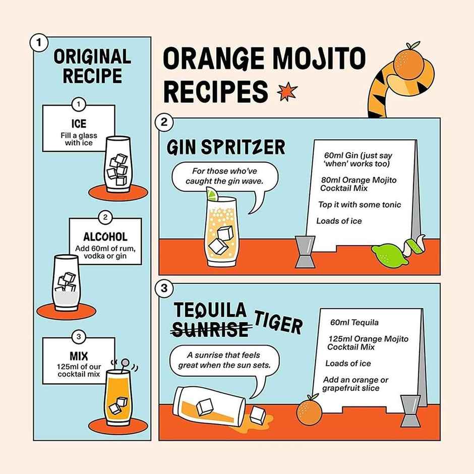 Tipsy Tiger Orange Mojito Mocktail Cocktail Mix