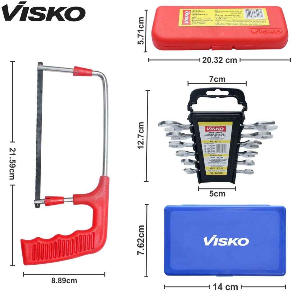 Visko 819 Hand Tools Combo With Junior Hacksaw Frame | Allen Key Set | Screwdrivers | Doe Spanner