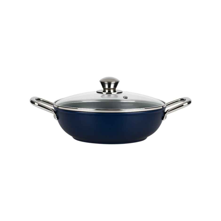 Habitat Ceramic Kadai With Glass Lid Xtreme Coating 24 Cm