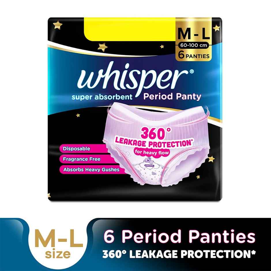 Whisper Super Absorbent Period Panties | M-L Combo   