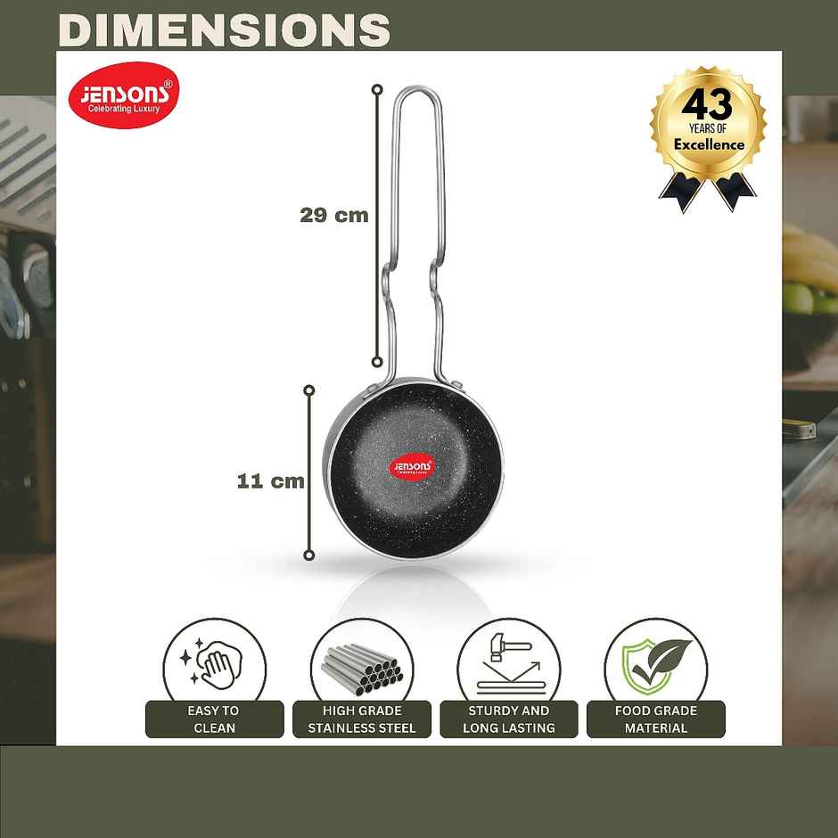 Jensons Cuisine Non Stick | Non - Induction Tadka Pan 11 cm