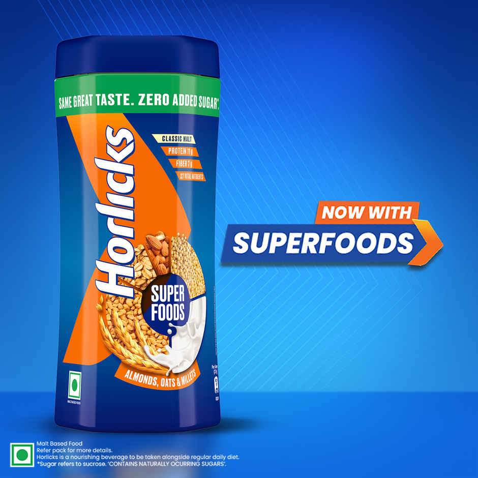 Horlicks No Added Sugar Nutrition Drink Jar | Superfoods