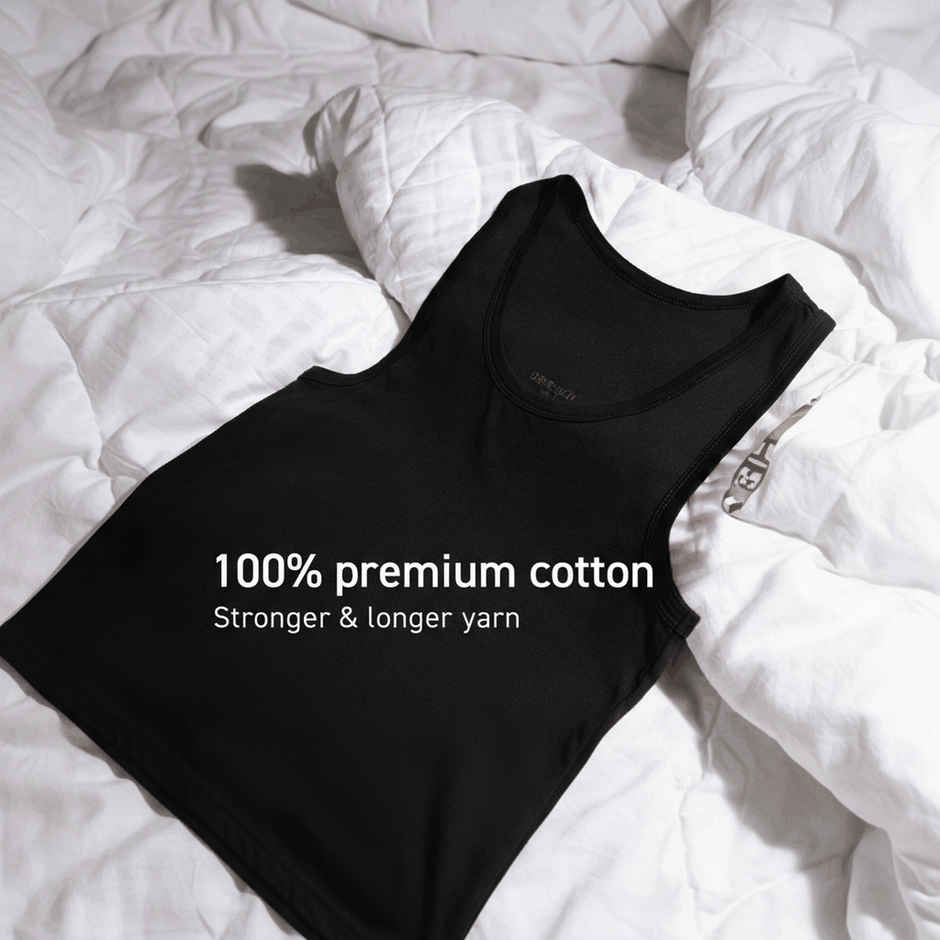 DaMENSCH Men's Neo - Cotton Round Vest | Black - L