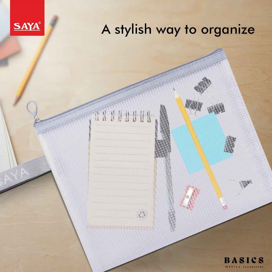 Saya A5 Waterproof Zipper Pouch - EVA Mesh Storage Bag for Documents | Assorted